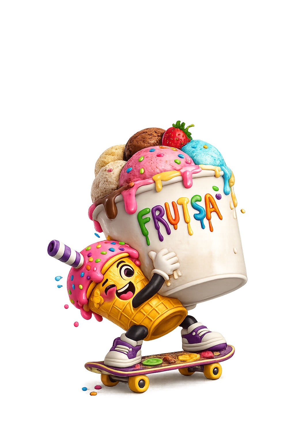 Brand Pet Frutisa transportando una cubeta de helado