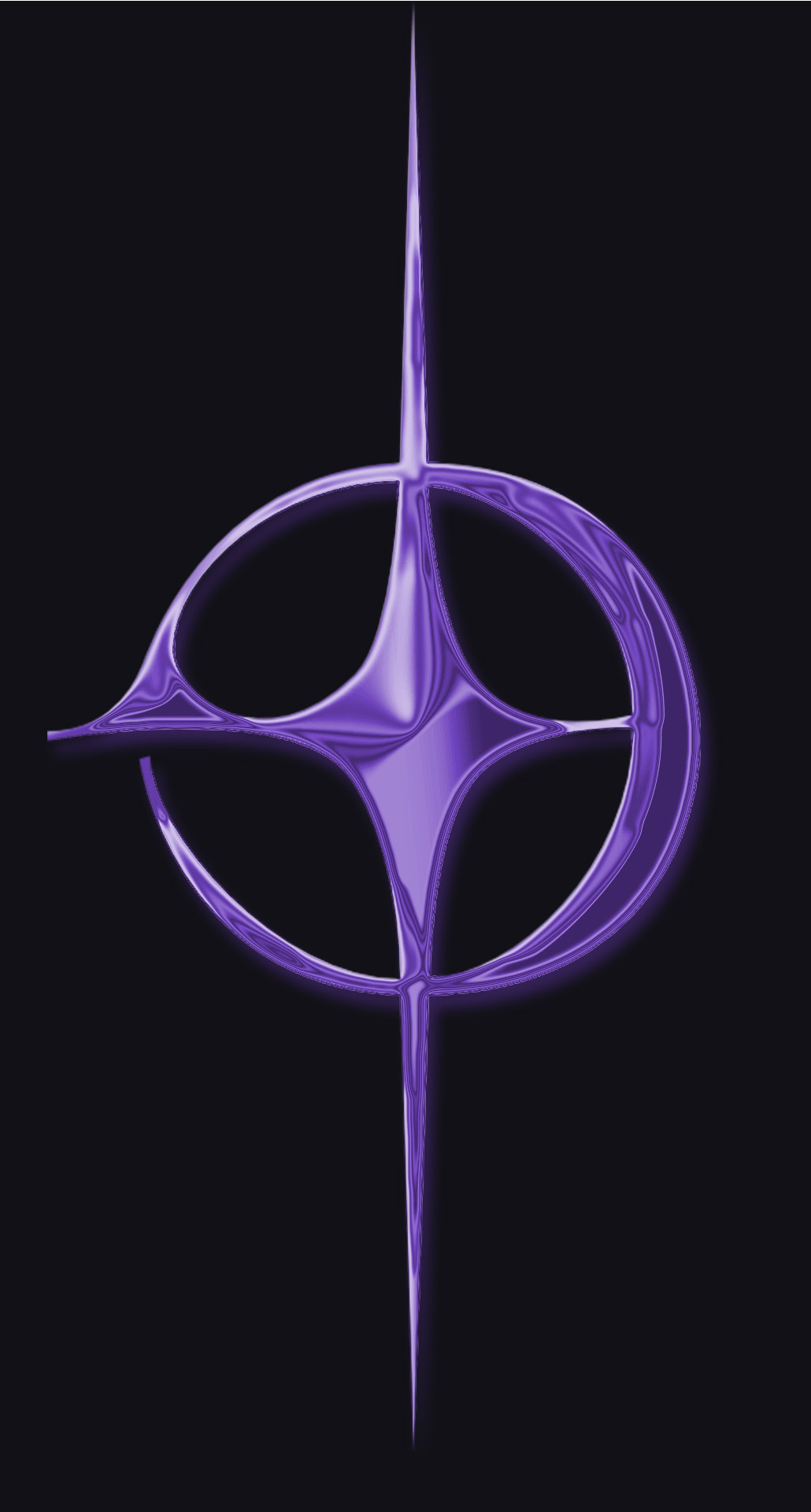 Isotipo OKAME en acabado cromado violeta
